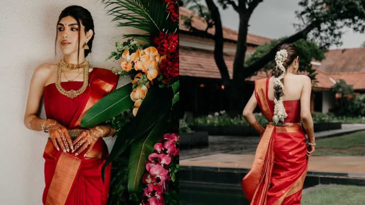 மாப்பிள்ளை அழைப்புக்கு ஸ்லீவ்லெஸ் ஜாக்கெட்.. அக்கா திருமணத்தில் தங்கை அட்டகாசமா இருக்காரே!
