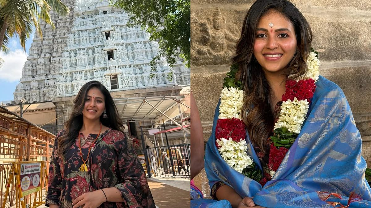 நிஜமாத்தான் சொல்றியா.. கழுத்தில் மாலை.. திருவண்ணாமலையில் கிரிவலம் செய்த அஞ்சலி!