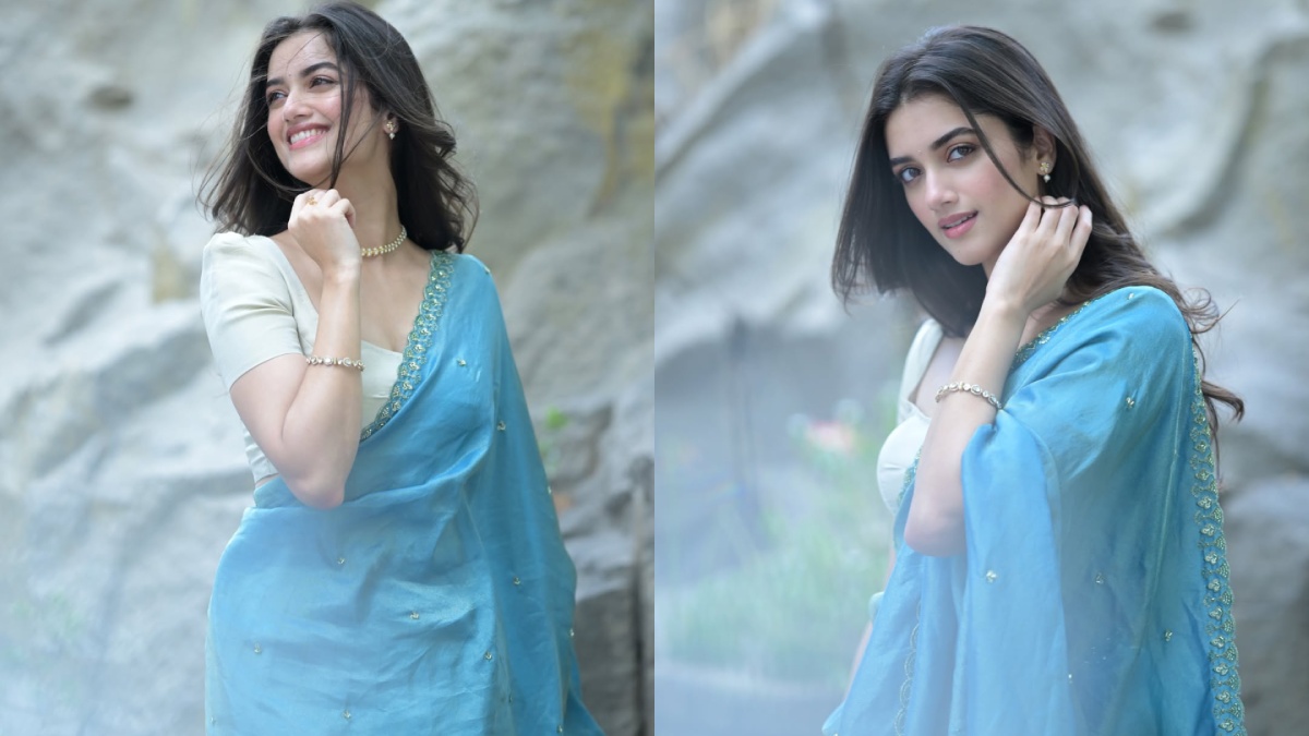 Bhagyashri Borse Stunning Blue Saree Looks Showcase Timeless Elegance
