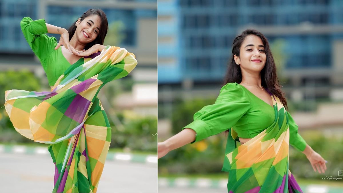 Deepthi Sunaina ఆకుపచ్చ చీరలో దీప్తి సునైనా కూల్ లుక్ లో కుర్రాళ్ల