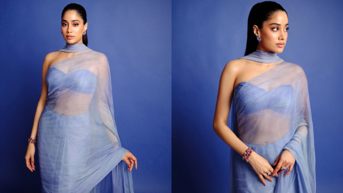 Janhvi Kapoor’s Ethereal Blue Saree Look Is Pure Modern Royalty