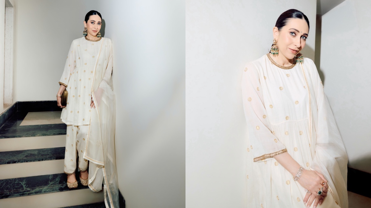 Karisma Kapoor's Regal Cream Anarkali Look Is a Masterclass in Timeless Indian Fashion