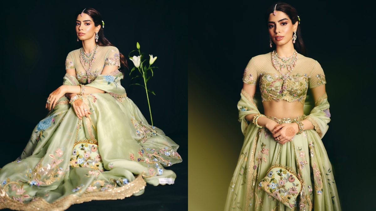 Khushi Kapoor's Wedding Guest Look in Pastel Green Lehenga Wins Hearts at Anshula Kapoor's Wedding