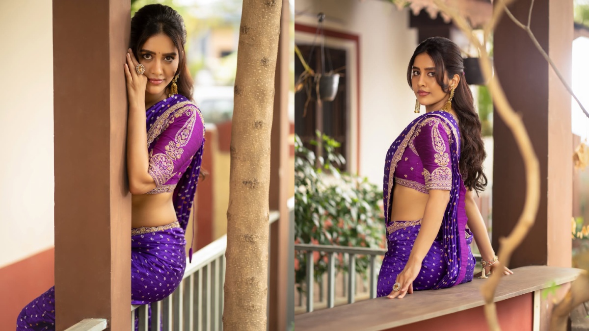 Nabha Natesh Purple Saree Look: Actress Showcases Regal Elegance and Traditional Charm