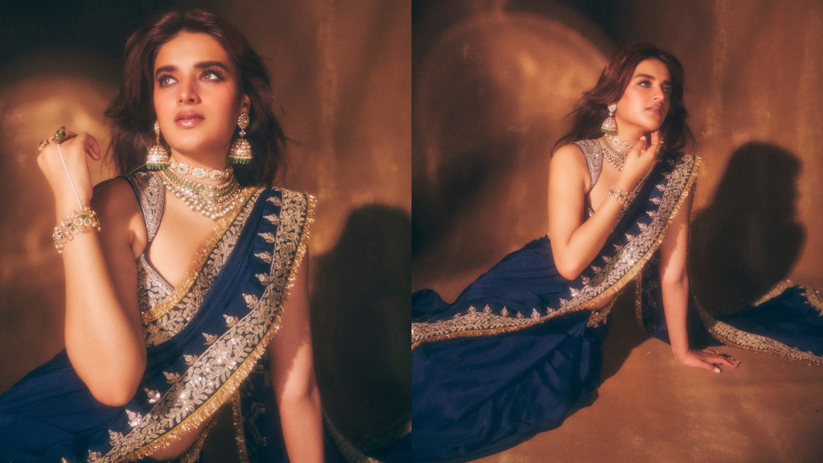 Nidhhi Agerwal Stuns in a Royal Blue Saree With Maharani-Inspired Elegance
