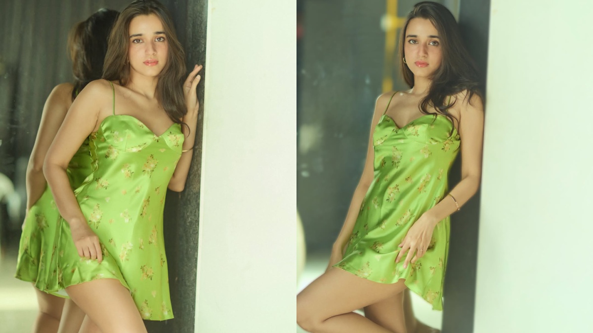 Nuveksha Turns Heads in Lime-Green Satin Dress, Fans Can’t Stop Talking About Her Glamorous Look