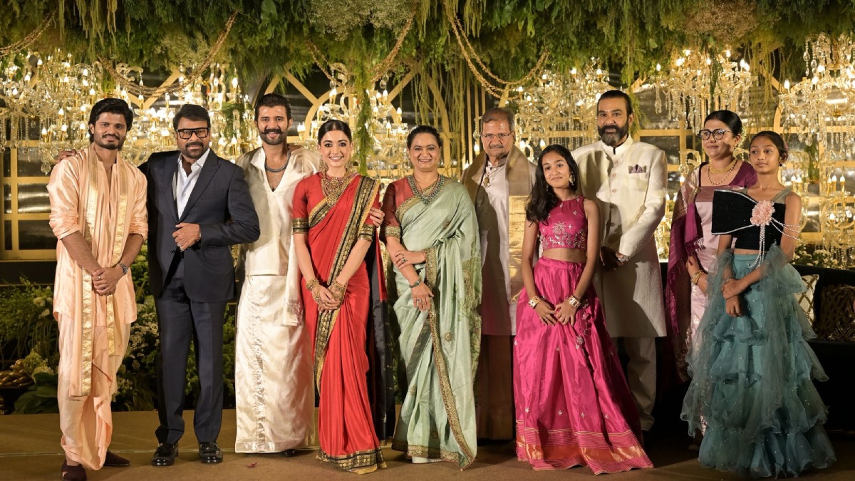 Virosh Reception: Rashmika Mandanna Stuns In Red Silk Sari While Vijay Deverakonda Keeps It Classic In Ivory Mundu