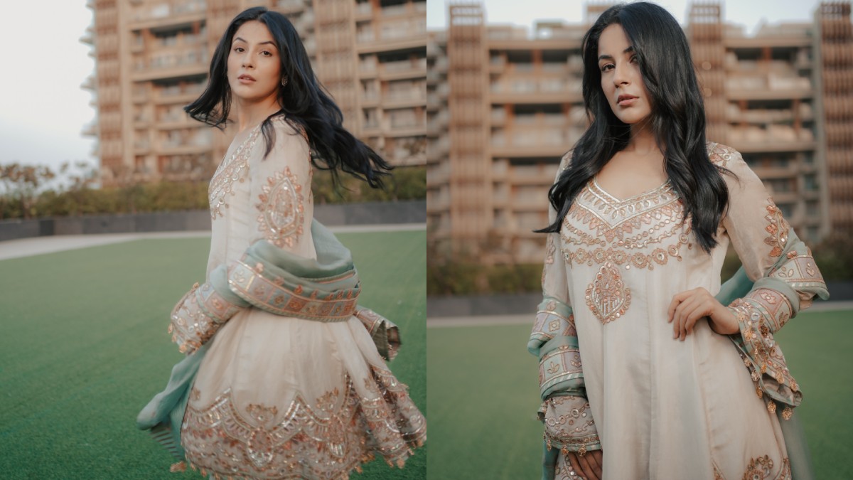 Shehnaaz Gill Redefines Ethnic Fashion with a Regal Embroidered Anarkali Look