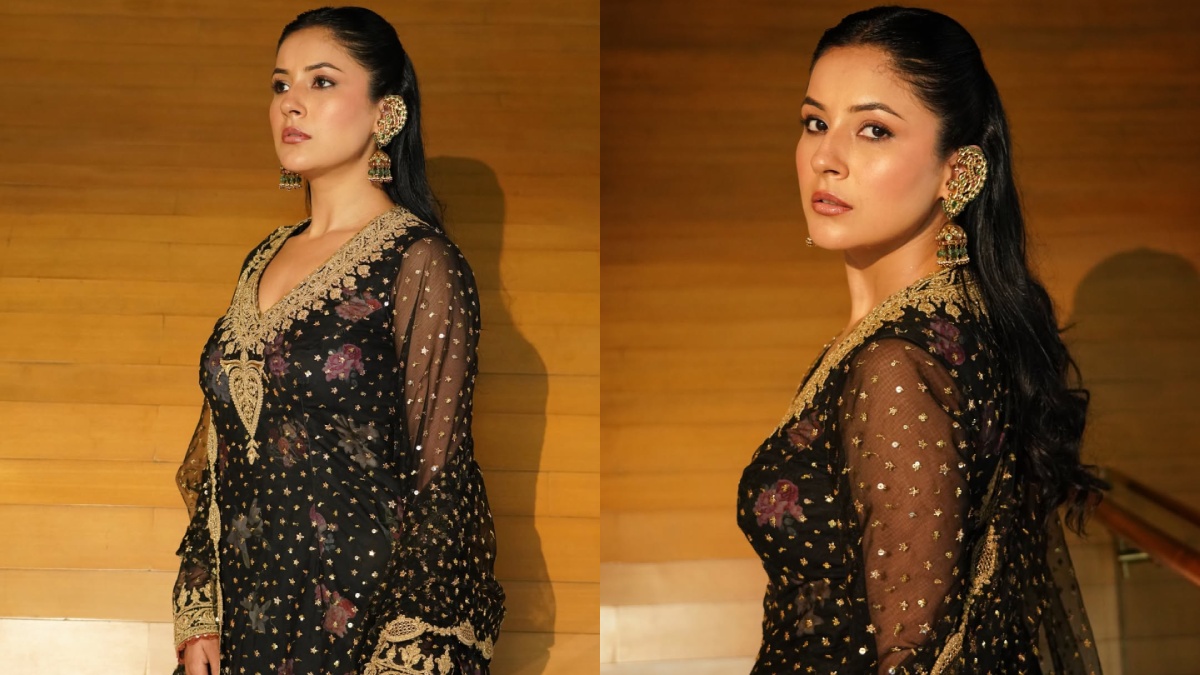 Shehnaaz Gill’s Royal Black Anarkali Look Defines Modern Indian Glamour And Elegance