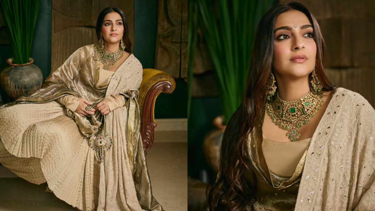 Sonam Kapoor’s Ivory Gold ITRH Couture Look At Anshula Kapoor Wedding Celebrations Steals Spotlight