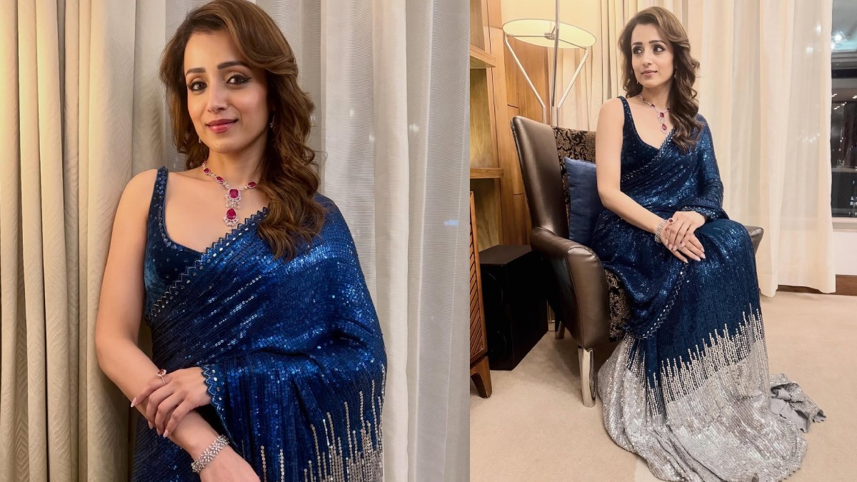 திருமண மலர்கள் தருவாயா.. நீல நிற சேலையில் த்ரிஷா.. குவியும் கமெண்ட்ஸ்!