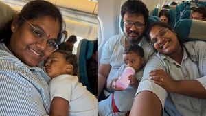 ரோபோ சங்கர் பேரன் நட்சத்திரனின் முதல் வெளிநாட்டுப் பயணம்.. விமானத்தில் மகனுடன் இந்திரஜா சங்கர்!