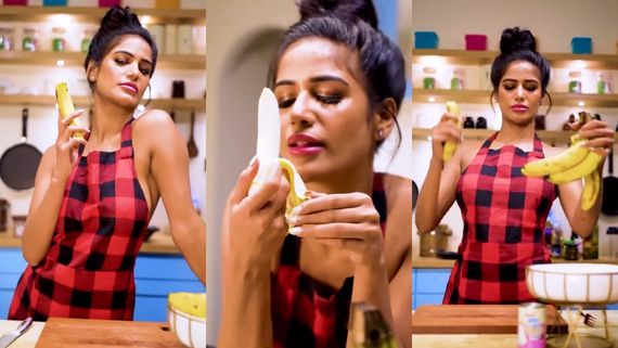 அந்த வாழைப்பழத்தை இப்படியா வெட்டுறது?.. பூனம் பாண்டே சமையல் டிரெஸ் பார்த்து ஷாக் ஆகிடாதீங்க!