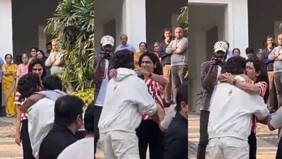 அப்பாவை பார்த்ததுமே துள்ளி குதித்து தாவிய மகன்.. அல்லு அர்ஜுன் மனைவி கட்டிப்பிடித்து முத்த மழை!