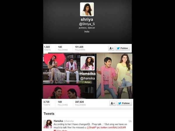 ஷ்ரேயா சரண் & ஹன்சிகா