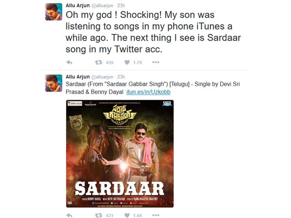 Allu Arjun Son Ayaan Post Sardar Gabbar Singh Song