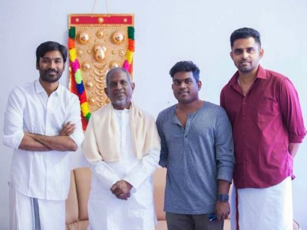 Dhanush gets blessings from Ilayaraja 