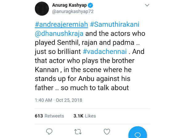 Anurag Kashyap praises Vadachennai 