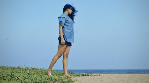 Srushti dange with blue dress