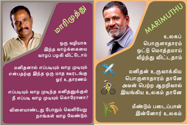 Actor G. Marimuthu posted a photo on the social media about Corona Actor G. Marimuthu posted a photo on the social media about Corona