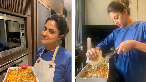  Actress Nadhiya uploades a photo of herself cooking