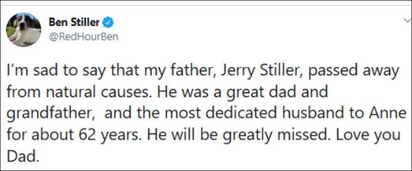 Comedian and actor Jerry Stiller dies at 92, his son Ben Stiller announces 