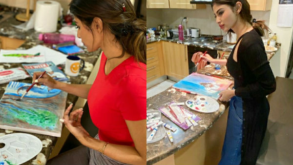 Bollywood actress Mouni painting 