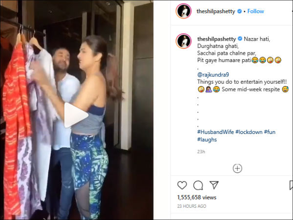 துணிகளை அடுக்கும் ஷில்பா 