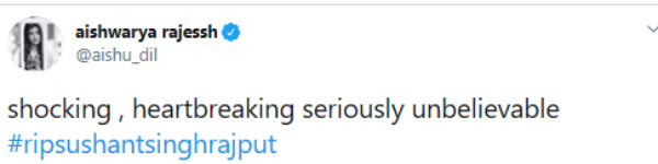 ஐஸ்வர்யா ராஜேஷ் இரங்கல்