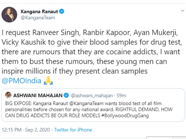 ரன்வீர், ரன்பீரை இழுத்து விடும் கங்கனா