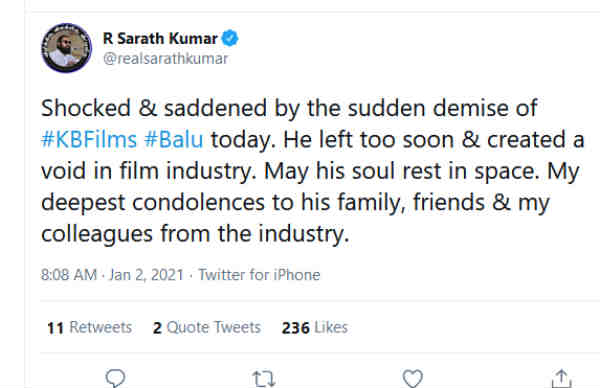 சரத்குமார் இரங்கல் 