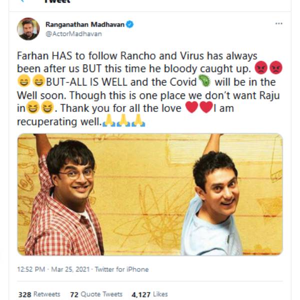 R Madhavan follows Aamir Khan, confirms coronavirus status 