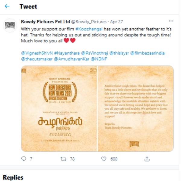 சிறந்த திரைப்படமாக தேர்வு