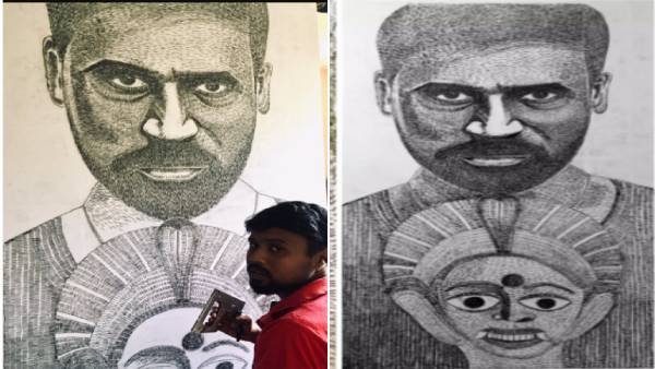 Coimbatore artist creates record with staple art of Dhanush’s character from Karnan Coimbatore artist creates record with staple art of Dhanush’s character from Karnan