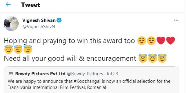 Tomorrow Koozhangal to screened in Transilvania International film festival 