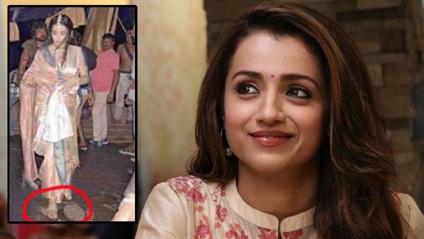 கோயிலில் செருப்பணிந்த த்ரிஷா 