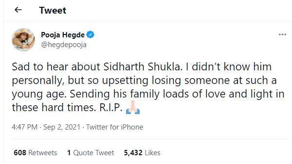 பூஜா ஹெக்டே இரங்கல் பூஜா ஹெக்டே இரங்கல்