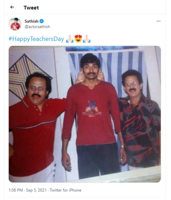 Netizens troll Sathishs through back photo with Crazy Mohan 