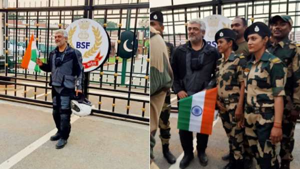 தேசிய கொடியுடன் வாகா எல்லையில் 