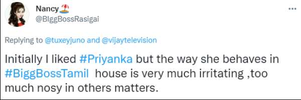 பிரியங்காவால் எரிச்சலாகும் ரசிகர்கள் பிரியங்காவால் எரிச்சலாகும் ரசிகர்கள்