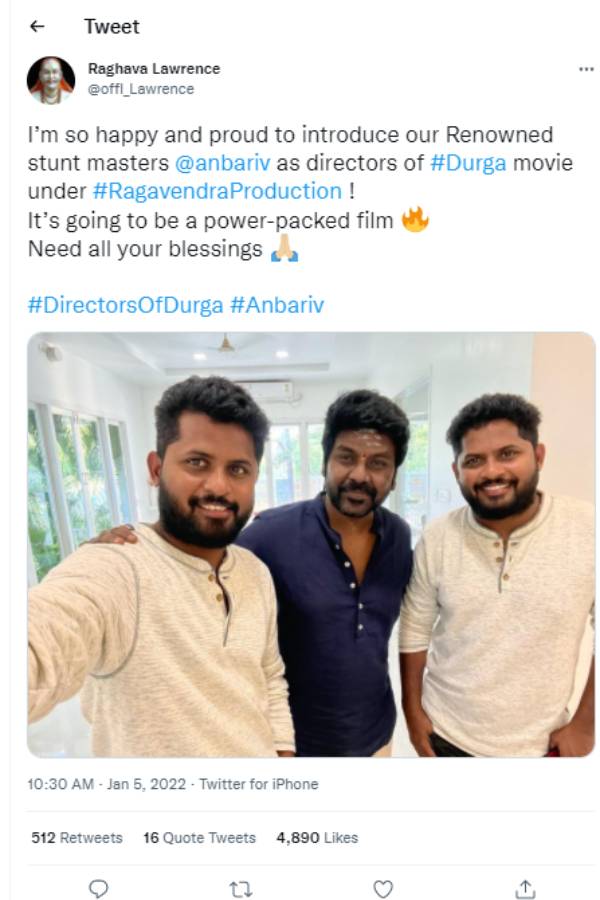 லாரன்ஸ் போட்ட ட்வீட் லாரன்ஸ் போட்ட ட்வீட்