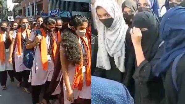 காவி துண்டுடன்