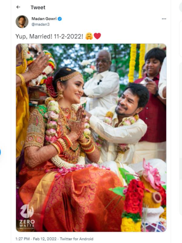 மதன் கெளரி திருமணம்