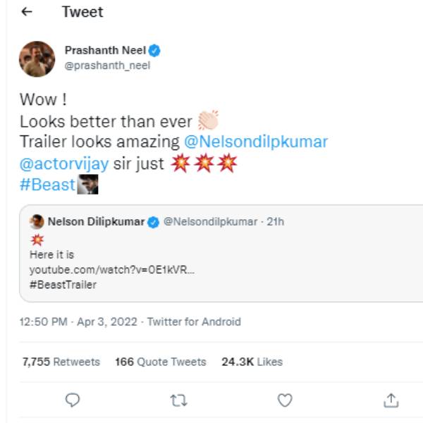 பிரசாந்த் நீல் பாராட்டு