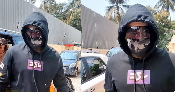 முகத்தை மறைத்தபடி வரும் ராஜ் குந்த்ரா 