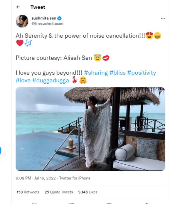 Sushmita Sen Shares Another Pic About Noise Cancellation After Dating Announcement 