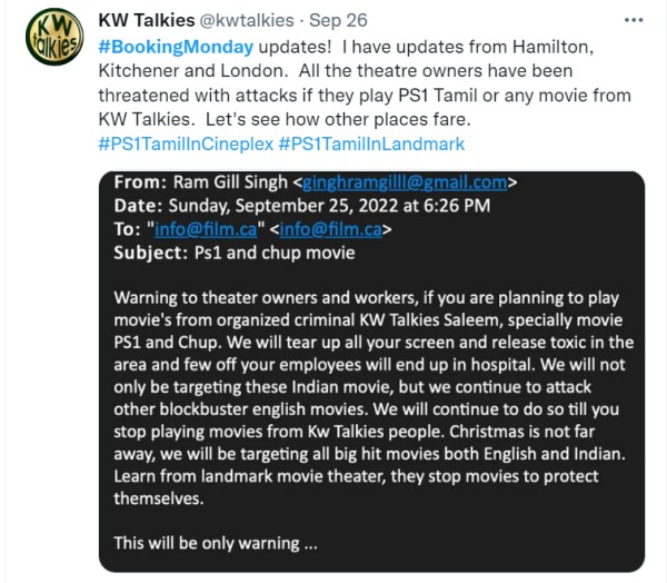  கனடாவில் இந்தியர்களுக்கு எதிரான தாக்குதல், திரைப்படங்களுக்கு மிரட்டல் 