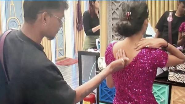 ஜனனி முதுகில் கோலம் 