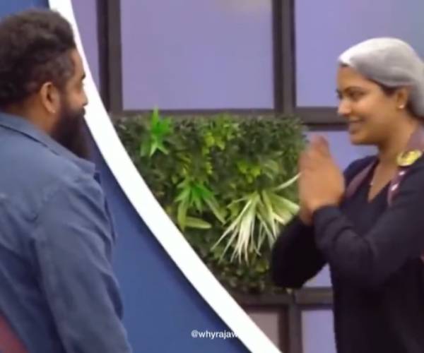 காலில் விழுந்த ரச்சிதா