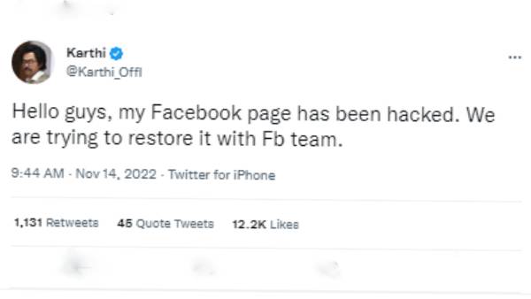 பேஸ்புக் கணக்கு முடக்கம்